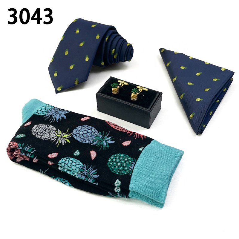 Custom men tie and socks set corbatas y accesorios matching sock and tie cufflink pocket square neckties for men fashion