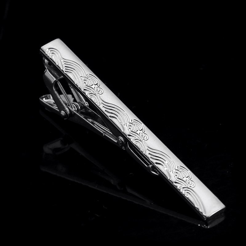 Men Gift Metal Tie Clasp Clamps Blue Tie Bar Clip Tie Pin