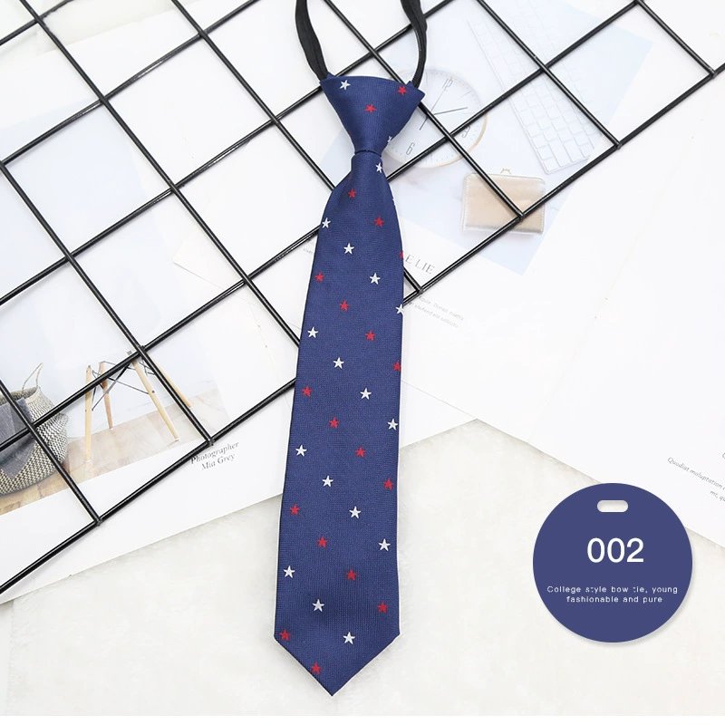 High Quality Adjustable Uniform Neckties Zipper Tie Polyester Student Tie