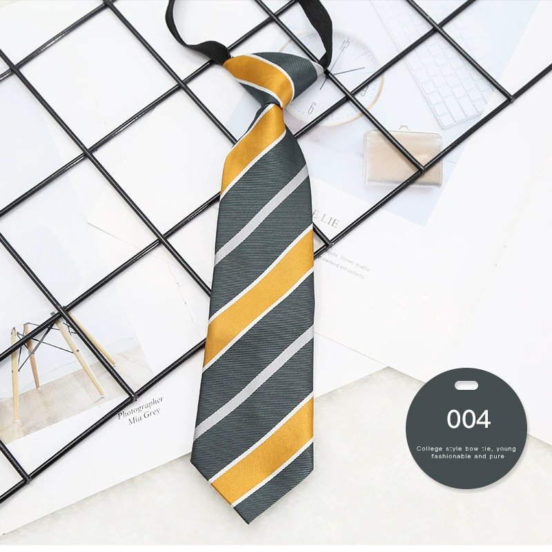 High Quality Adjustable Uniform Neckties Zipper Tie Polyester Student Tie