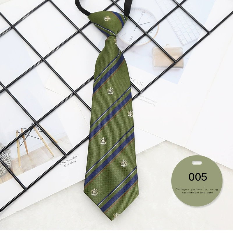 High Quality Adjustable Uniform Neckties Zipper Tie Polyester Student Tie