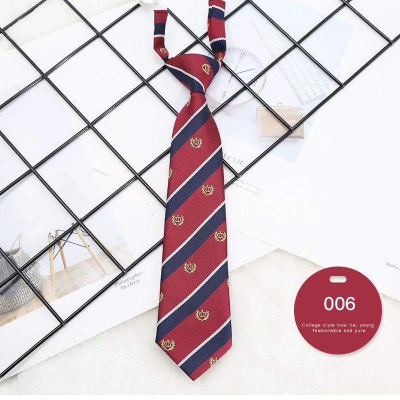 High Quality Adjustable Uniform Neckties Zipper Tie Polyester Student Tie