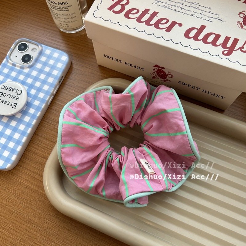 High quality striped bear hair Scrunchies for women girl cute hair ties high ponytail accessories hair