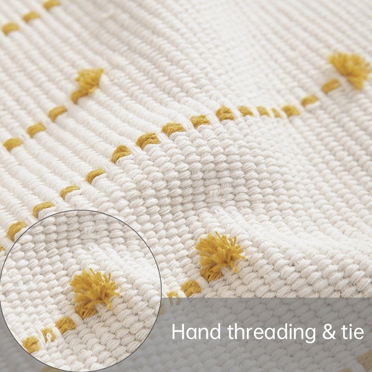 Home Decor Modern Washable Area Rug Woven Jacquard Reversible Use Carpet With Hand-knotted Tassels For Living Room Bedroom