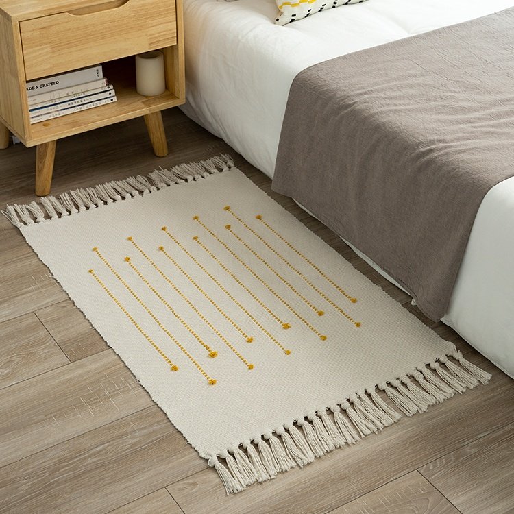 Home Decor Modern Washable Area Rug Woven Jacquard Reversible Use Carpet With Hand-knotted Tassels For Living Room Bedroom