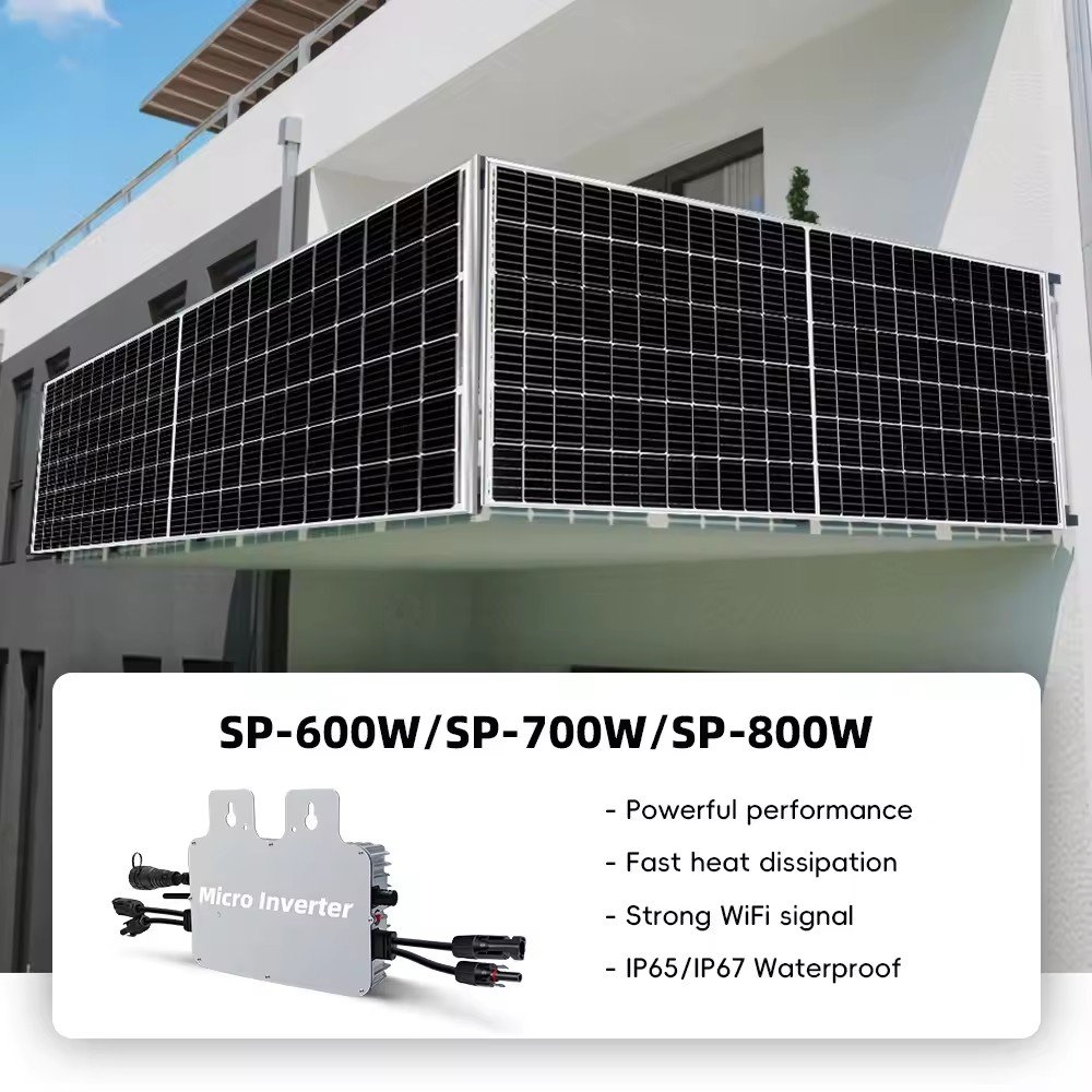 Solar Balcony System Solar Panel Micro Inverter 800w Hot Sale in Germany Black LED Light Lithium Ion Energy Saving