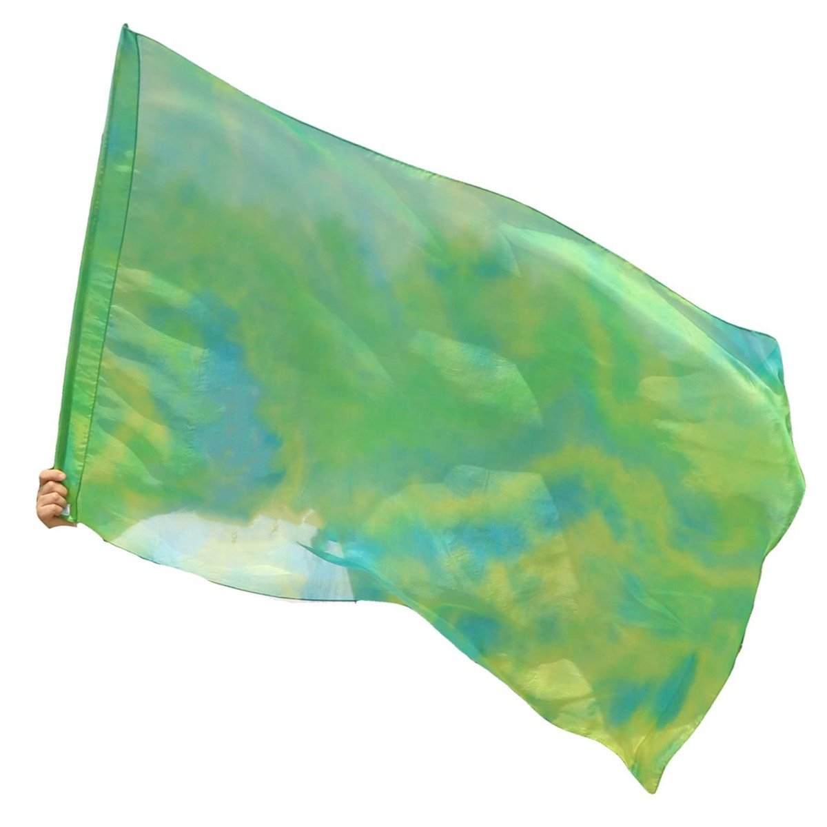 Nayaking Large Silk Flex Flags for Prophetic Worship Praise Dance, Handpainted Fluid Ministry Banner Tie-dye Rectangle