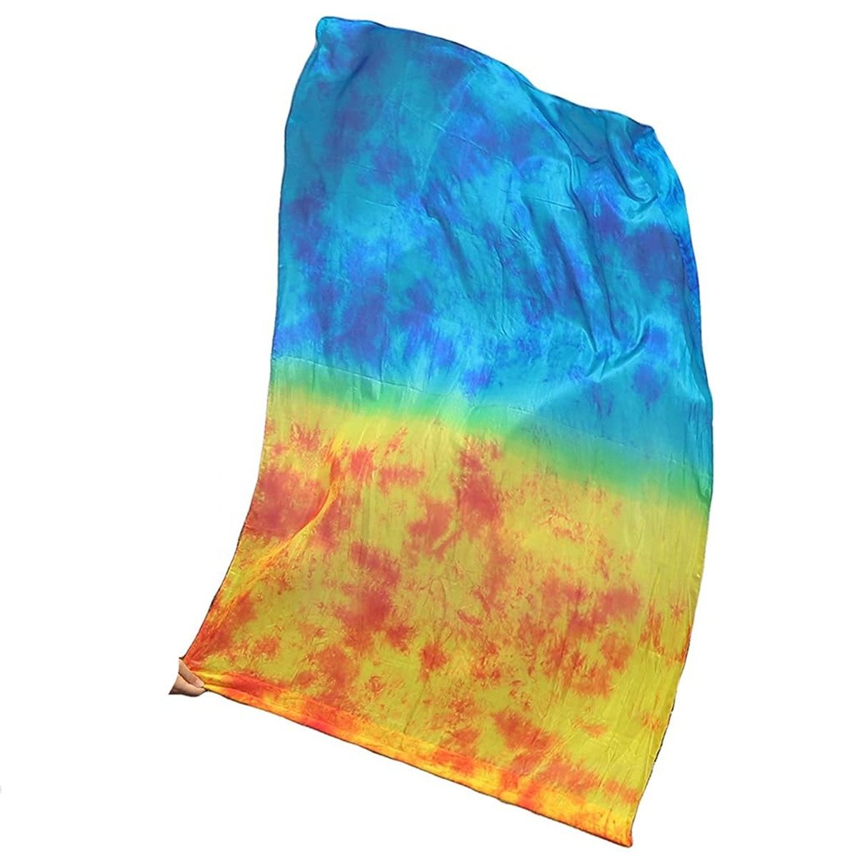 Nayaking Large Silk Flex Flags for Prophetic Worship Praise Dance, Handpainted Fluid Ministry Banner Tie-dye Rectangle