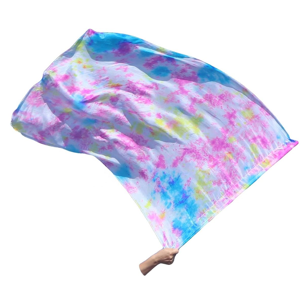 Nayaking Large Silk Flex Flags for Prophetic Worship Praise Dance, Handpainted Fluid Ministry Banner Tie-dye Rectangle