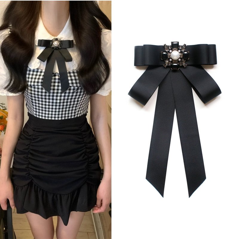 Wholesale Stain Black Rhinestone Bow Butterfly Bowknot Fashion For Party Wedding