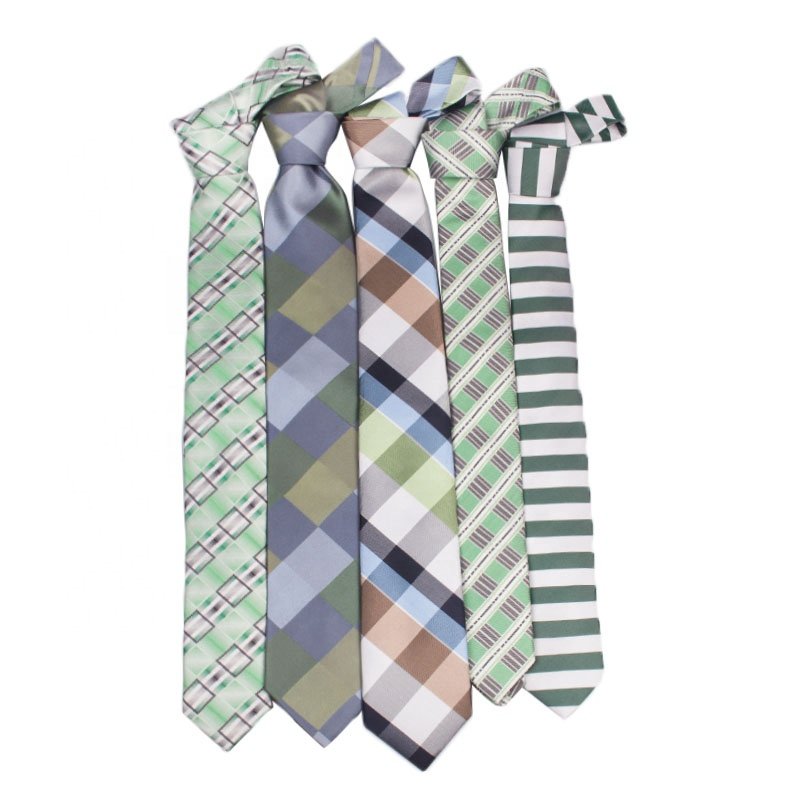 Green Grey Navy Mens 100 Poly Neckties Stripe China Pattern Necktie Tone To Tone Basic Neck Tie Ties