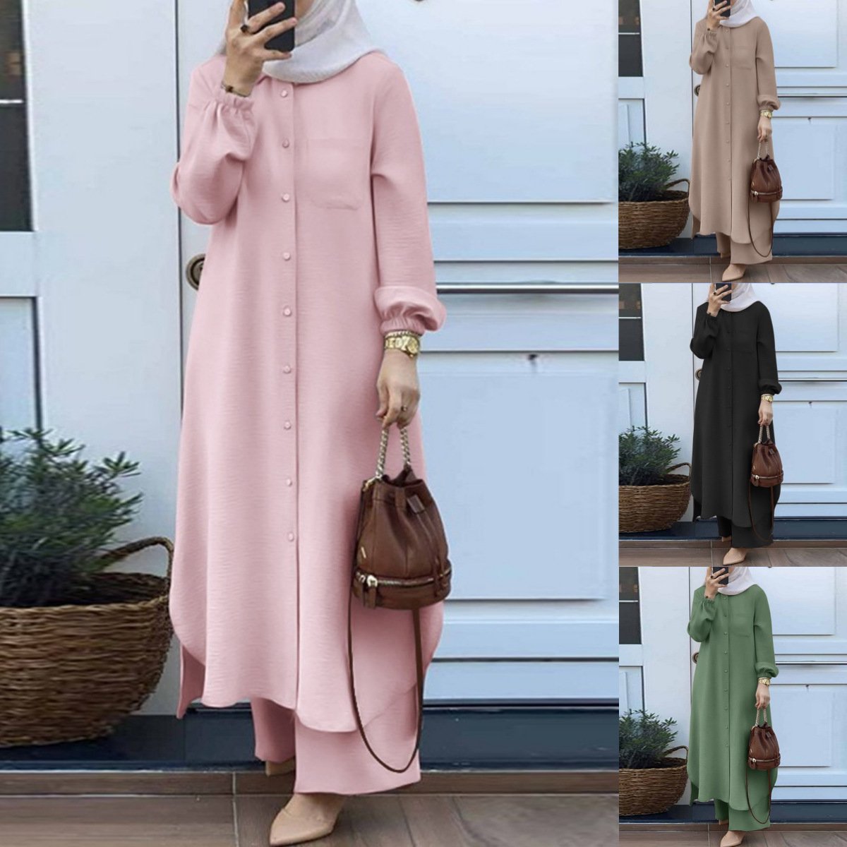 S-5XL Printing Muslim women's Arabic style two-piece sets Women's long sleeved shirt and pants sets