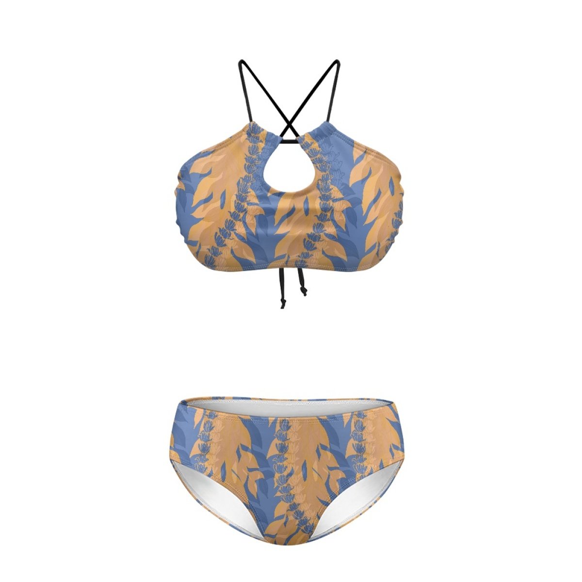 Print Custom Maile With The Puakenikeni Women's Strappy Two-Piece Bikini Swimsuit Print On Demand Women's Sexy Triangle Swimsuit