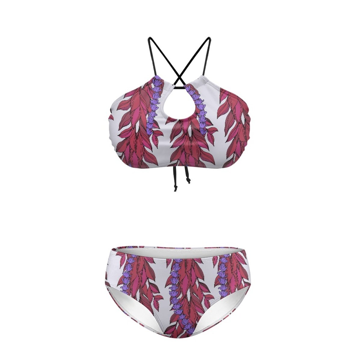 Print Custom Maile With The Puakenikeni Women's Strappy Two-Piece Bikini Swimsuit Print On Demand Women's Sexy Triangle Swimsuit