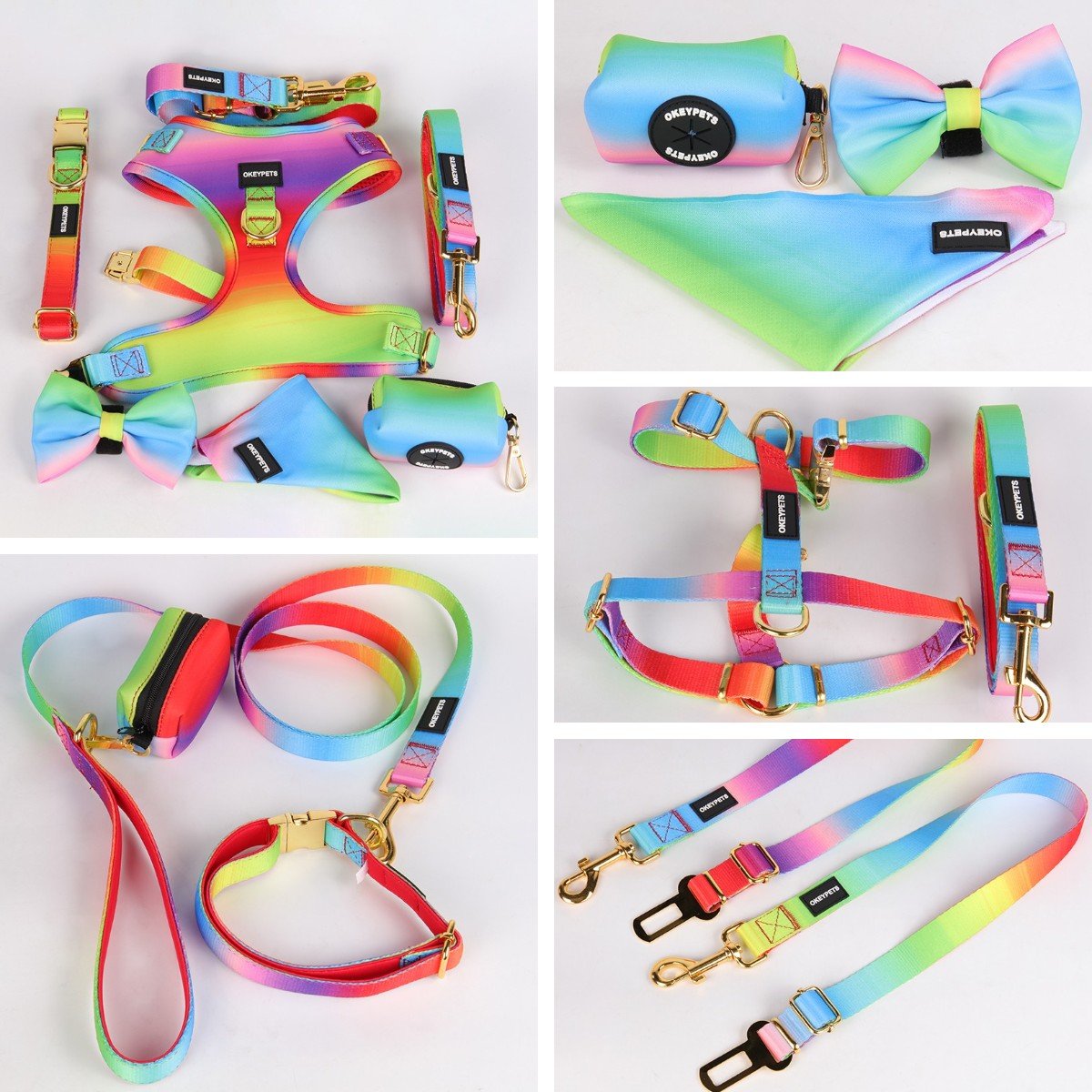 Manufacturer pet harness fashion dog collar leash bow tie custom sample new designer neoprene dog harness