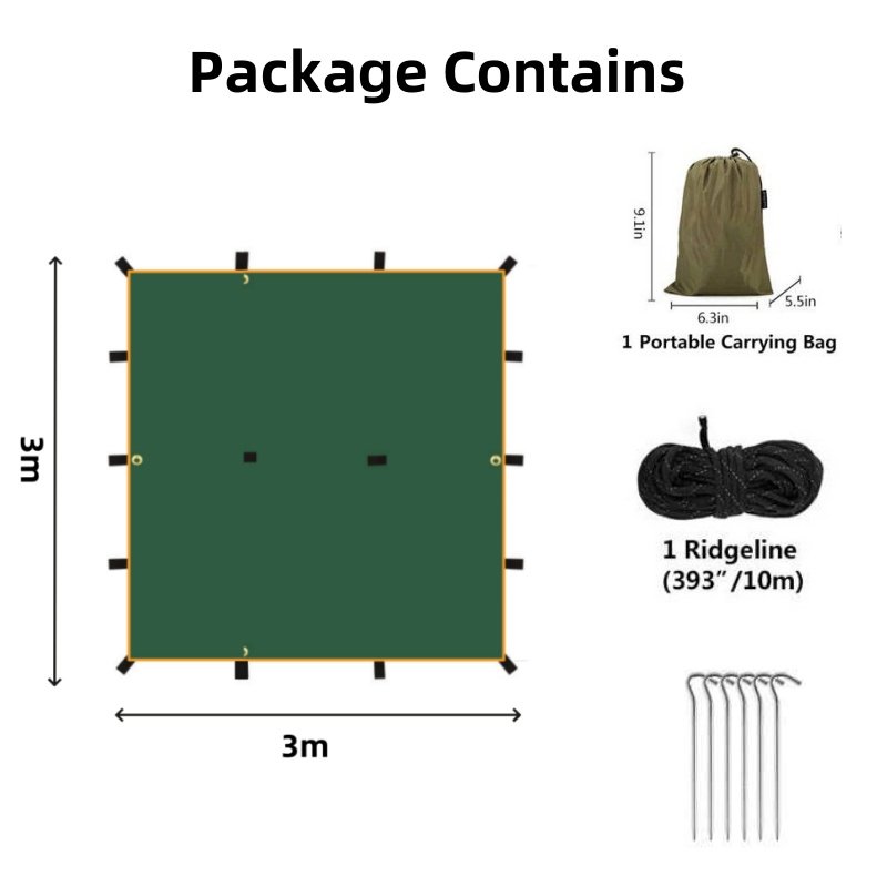 Foerstine manufacturer Wholesale large ultralight waterproof sunshade canopy outdoor shelter survival 3*3m camping tent tarp