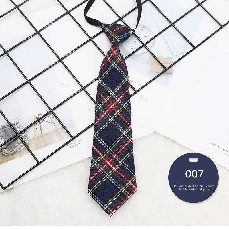 Factory Directly Sale Green Color Stripe Polyester Tie Adjustable Uniform Knot Free Neckties