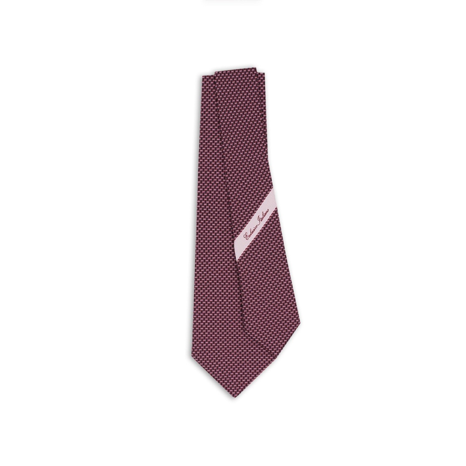 Italian Exquisite 100% Silk Twill Necktie Biella's Distinguished Garnet Red Seven Fold Printed Design Hand Woven 'Made Business
