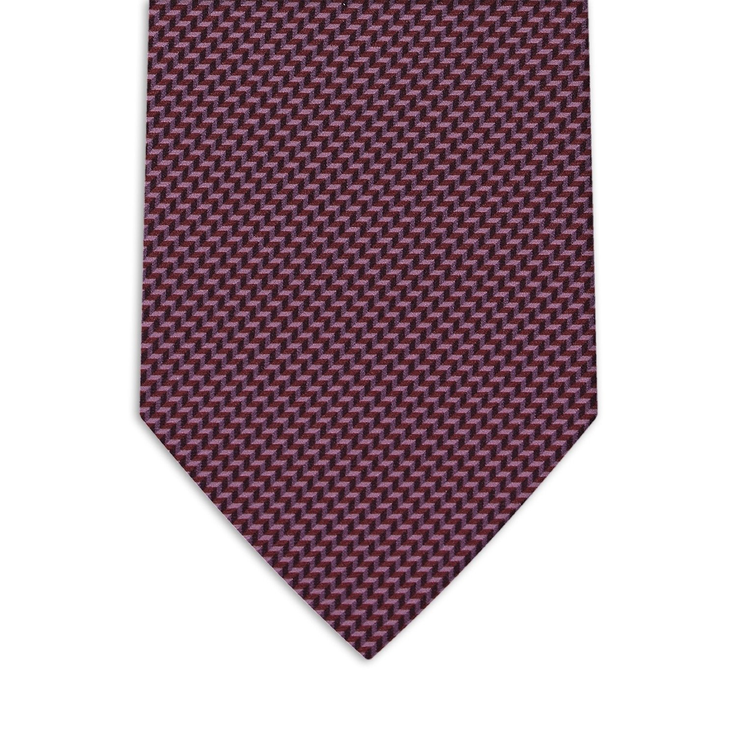 Italian Exquisite 100% Silk Twill Necktie Biella's Distinguished Garnet Red Seven Fold Printed Design Hand Woven 'Made Business