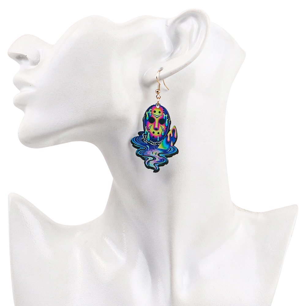2024 Hot Selling Halloween Earrings Scary Character Tie-Dyed Party Acrylic Earrings