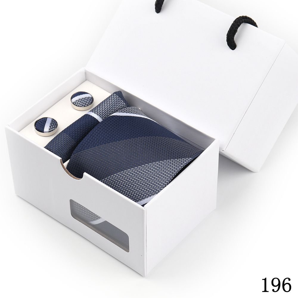 Gift box Packing Necktie Pocket Square Wedding Mens Neck TIes Silk Tie Set Cufflinks Handkerchief