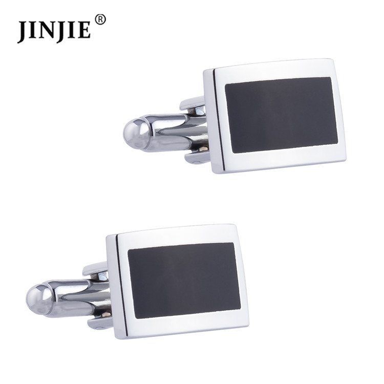 JINJIE Ready to ship China factory cheap low price blank black enamel metal cufflinks for men wholesale