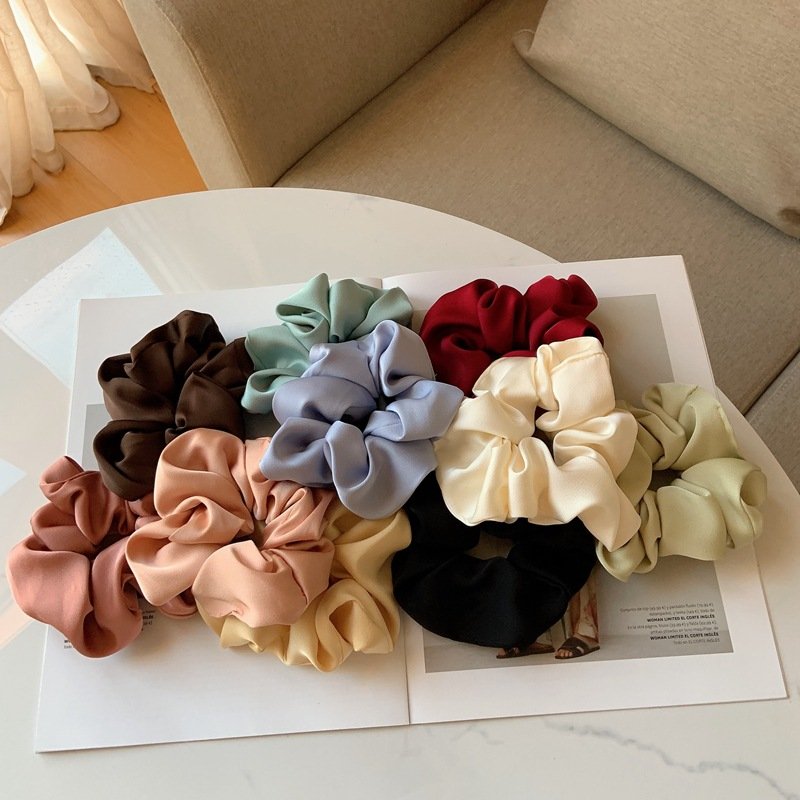 Fashion Solid Color Silk Scrunchie Women Accessories Silk Elastic Hair Band Hair Ties Girls Hairband Wholesale