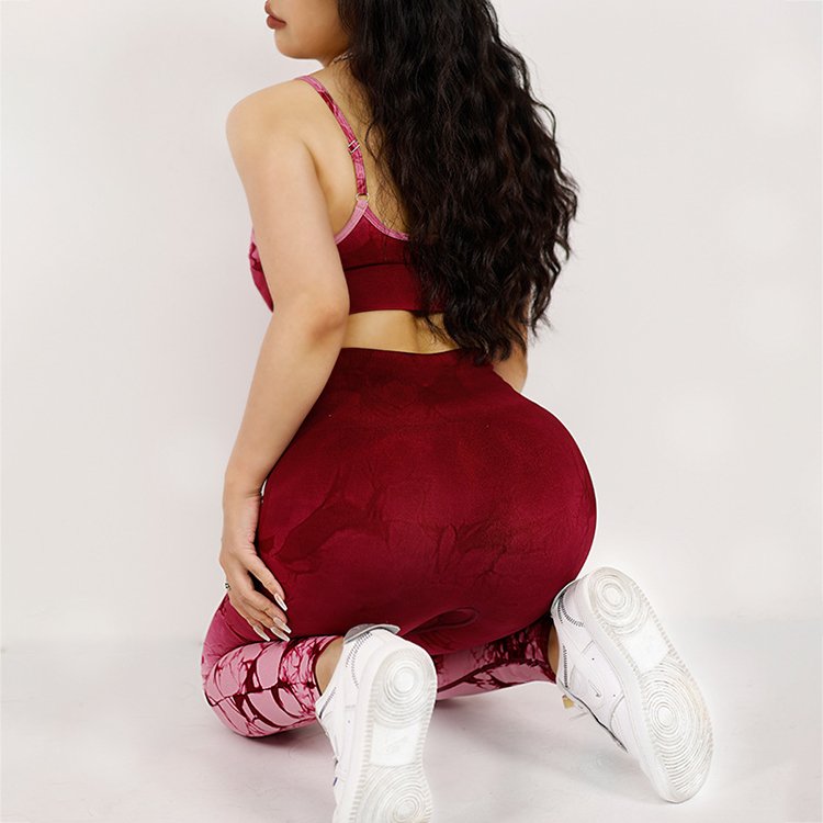 Fashion High Quality Tie Dye Style Women Sports Bra Top Butt Lifting Soft Feeling Workout Daily Outdoor Wear Yoga Leggings Set