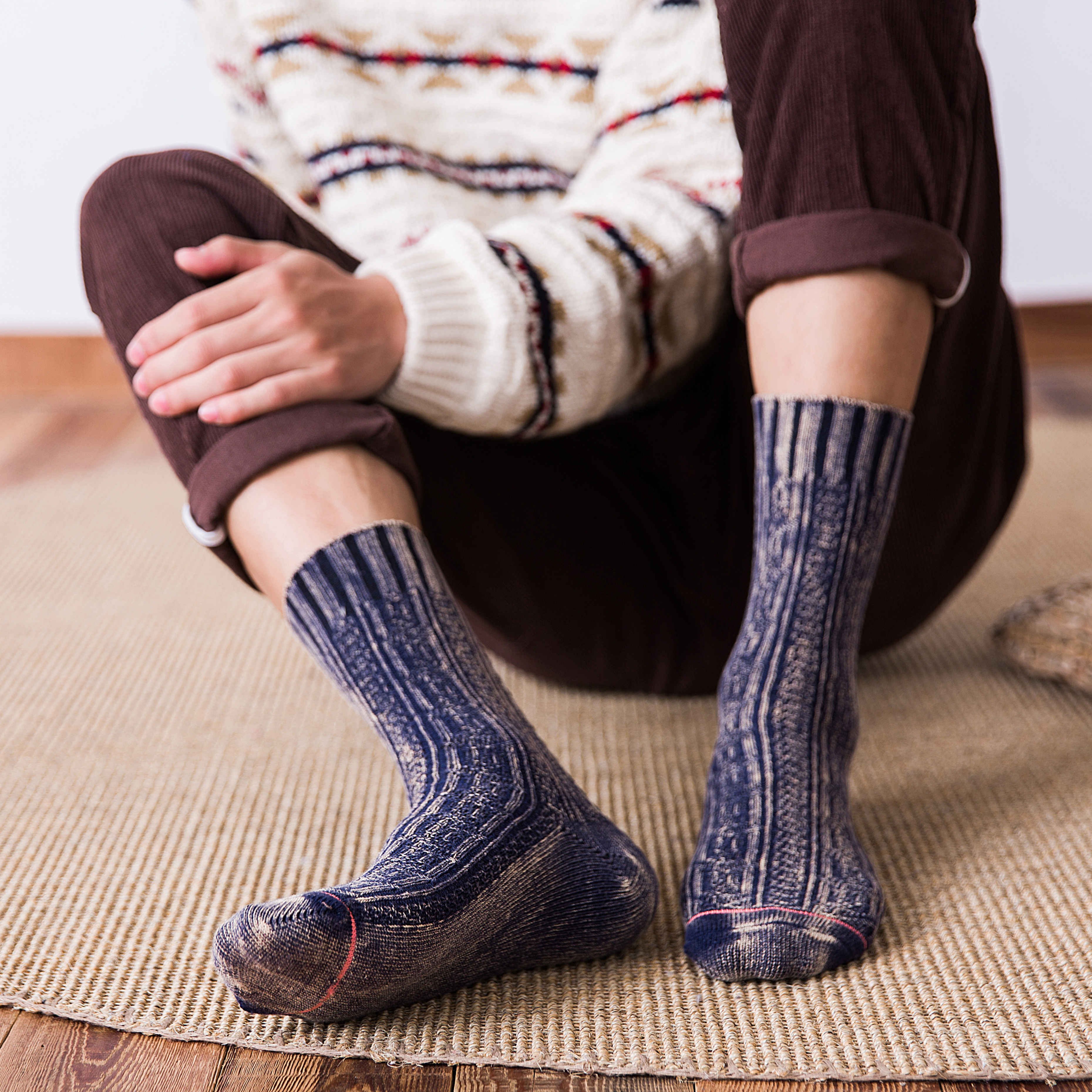 Tie Dye Men Crew Socks Pattern Knitted Logo Socks Sports Socks Print Custom Design Classical Colorful Five-color Washed Casual
