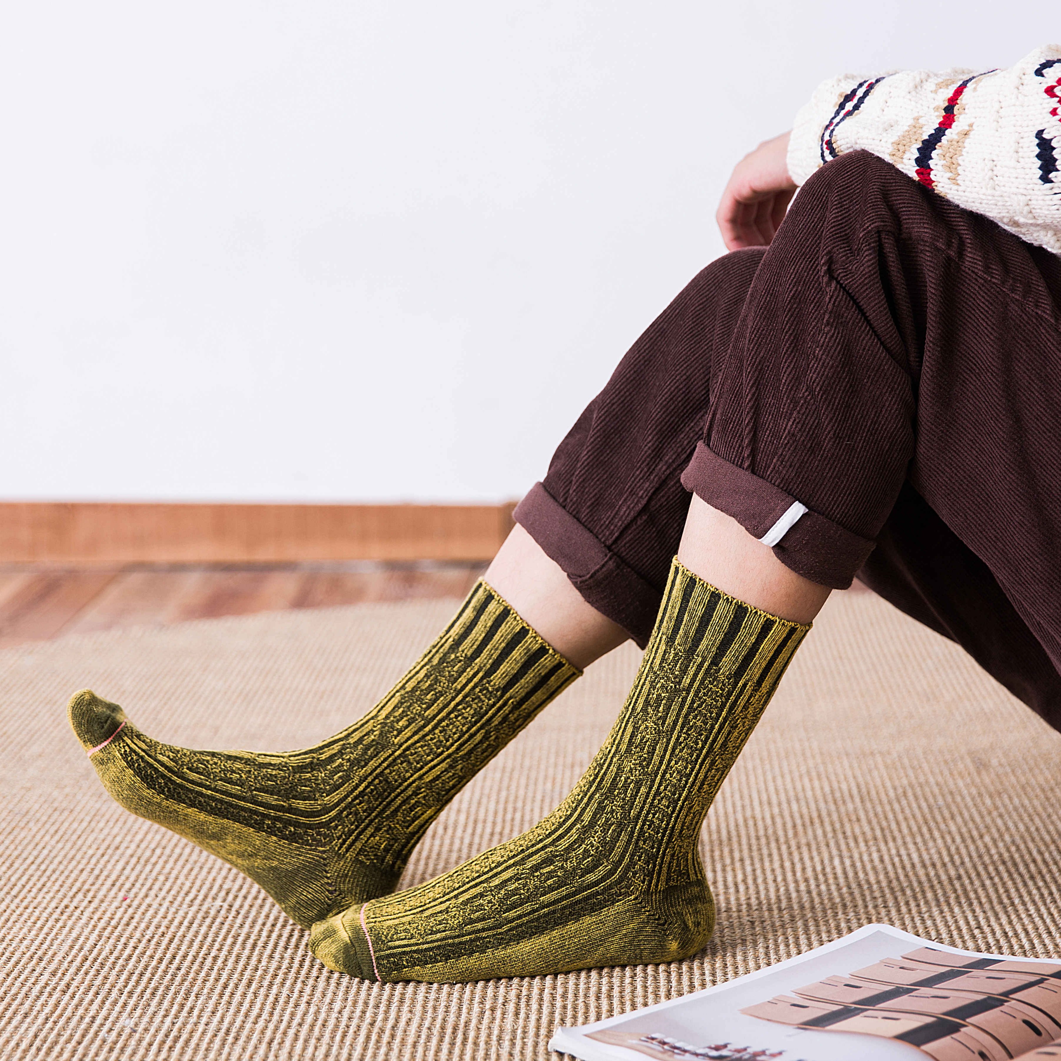 Tie Dye Men Crew Socks Pattern Knitted Logo Socks Sports Socks Print Custom Design Classical Colorful Five-color Washed Casual