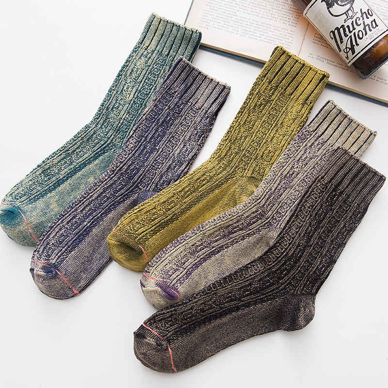 Tie Dye Men Crew Socks Pattern Knitted Logo Socks Sports Socks Print Custom Design Classical Colorful Five-color Washed Casual