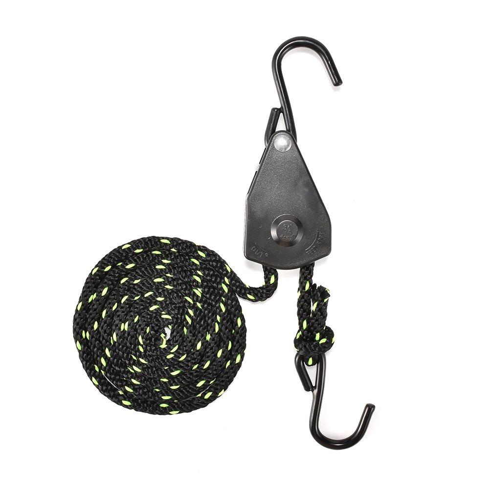 Factory Production 2pk Adjustable 3/8 Inch Rope Ratchet Light Hanger Tie Down Strap Set with S Hooks