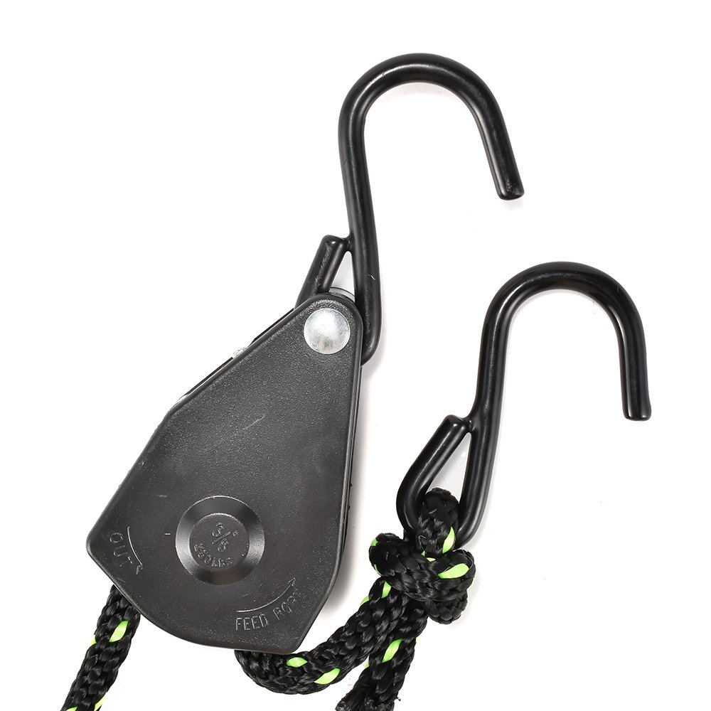 Factory Production 2pk Adjustable 3/8 Inch Rope Ratchet Light Hanger Tie Down Strap Set with S Hooks