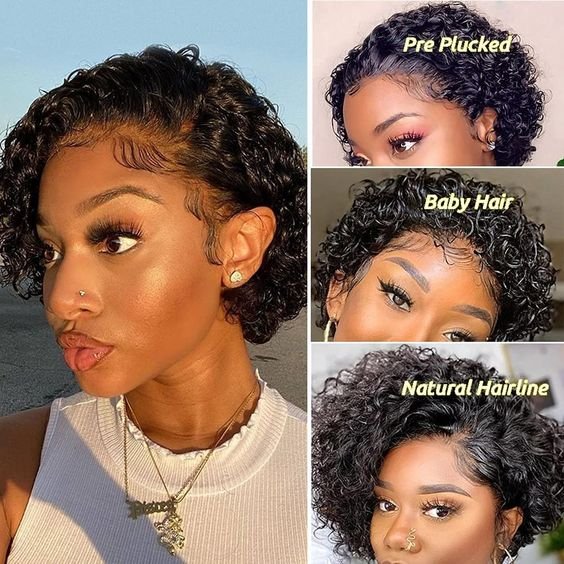 Pixie Cut Short Full Lace Wig,180% Glueless Short Curly Lace Bob Wigs Pixie Cut,Perruque 13X4 Pixie Curls Short Human Hair Wigs