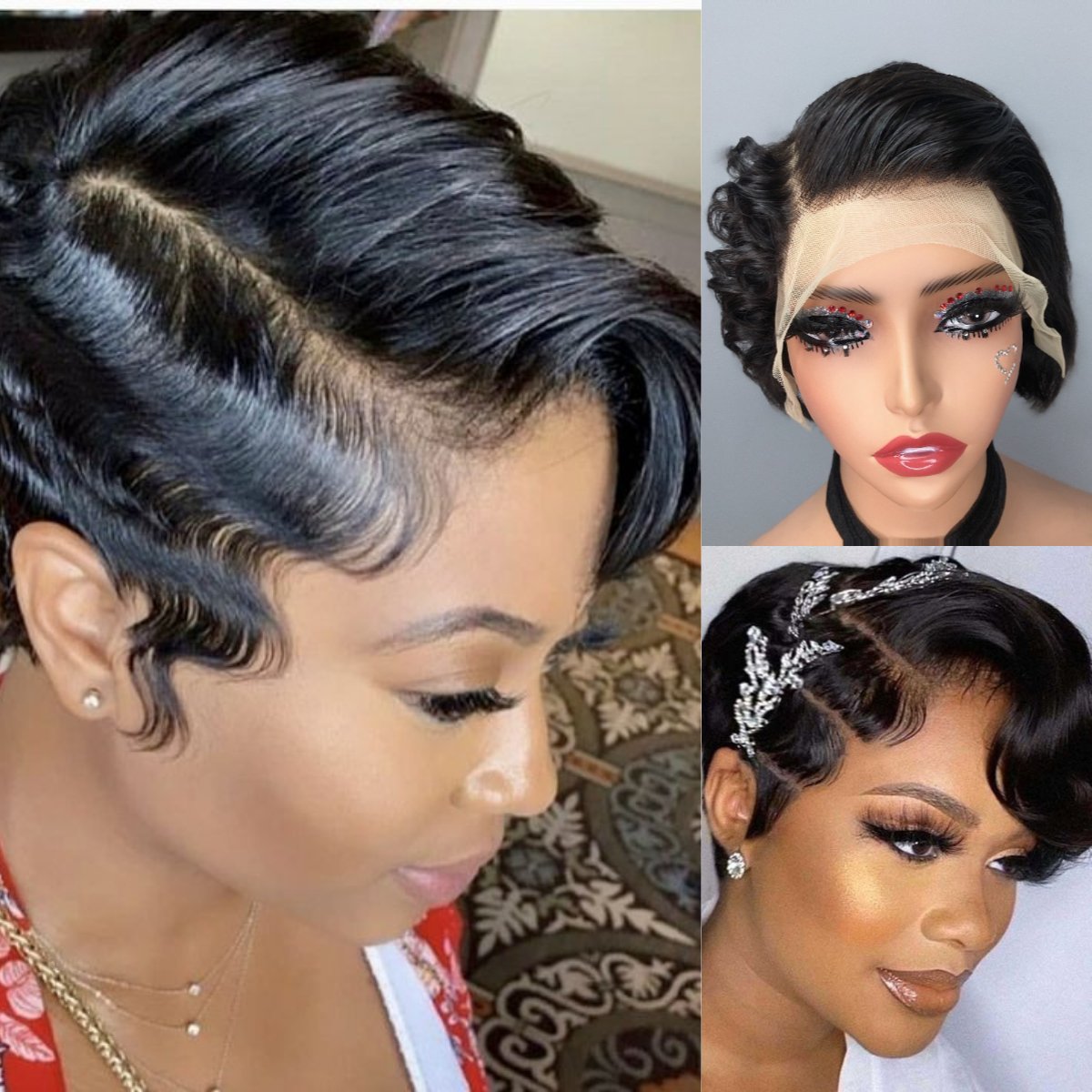 Pixie Cut Short Full Lace Wig,180% Glueless Short Curly Lace Bob Wigs Pixie Cut,Perruque 13X4 Pixie Curls Short Human Hair Wigs
