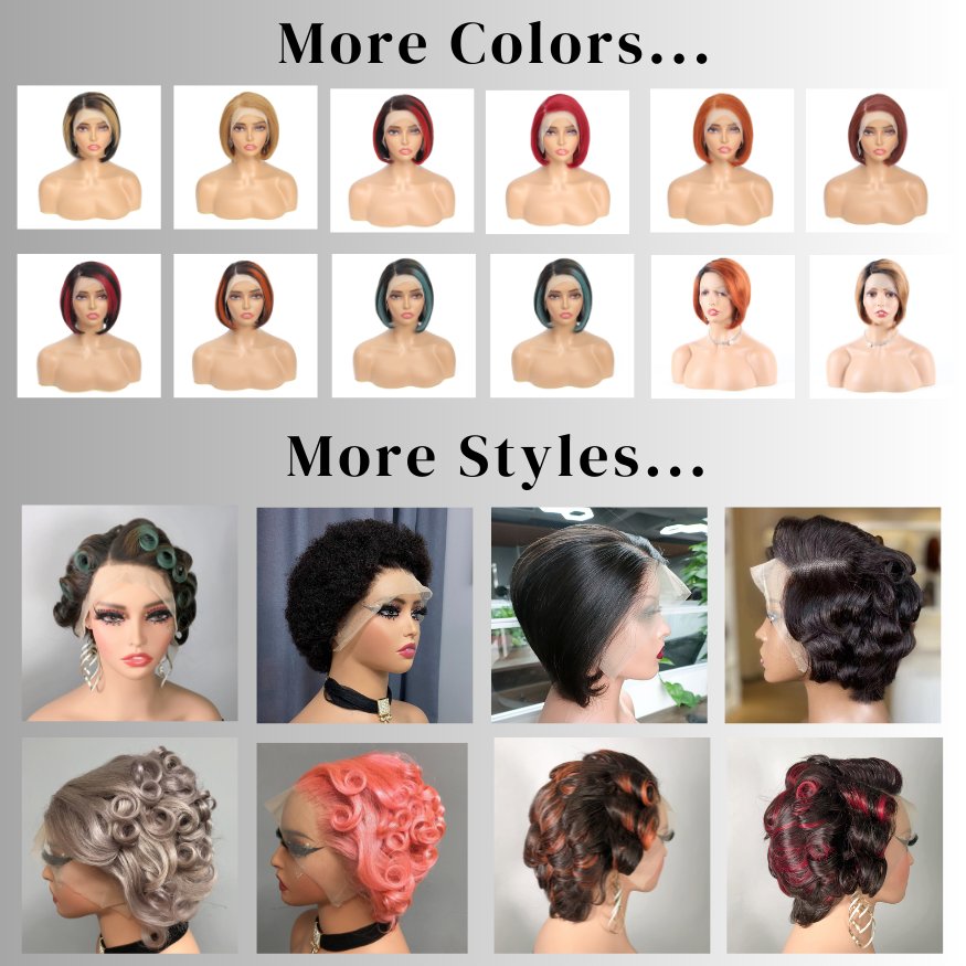 Pixie Cut Short Full Lace Wig,180% Glueless Short Curly Lace Bob Wigs Pixie Cut,Perruque 13X4 Pixie Curls Short Human Hair Wigs