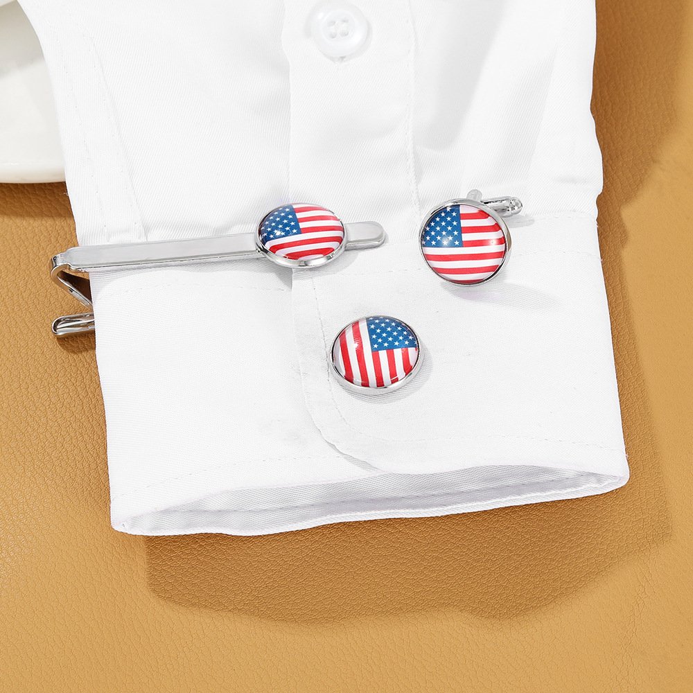 Factory 287 Country Flag Cufflink and Tie Clip Set Custom Design Sleeve Button Cuff Links Mens Cufflinks Tie Clips Set for Men