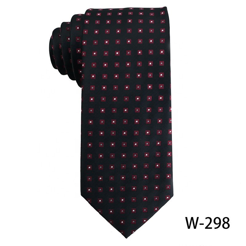 High Quality Jacquard Woven 100% Polyester Men's Luxury Ties, 7.5 CM Navy Blue Men's Floral Ties For Business Party