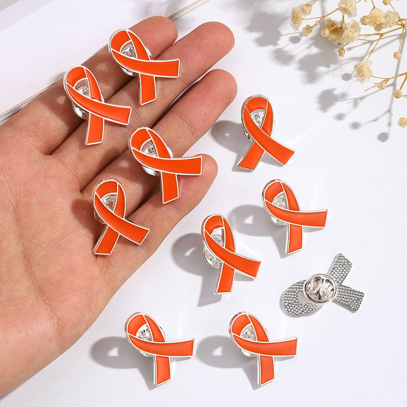 Dropshipping Enamel Yellow Gold Ribbon Pin Childhood Bone Cancer Awareness Brooch Pin Hope Pray Safety Badge Brooches Lapel Pin
