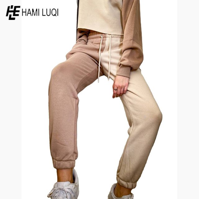 2022 Custom Women's Winter Gym Set Solid Color Hoodie Sweatpants Cotton Thick Fleece Button Blank Crop Top Jogger Two Piece