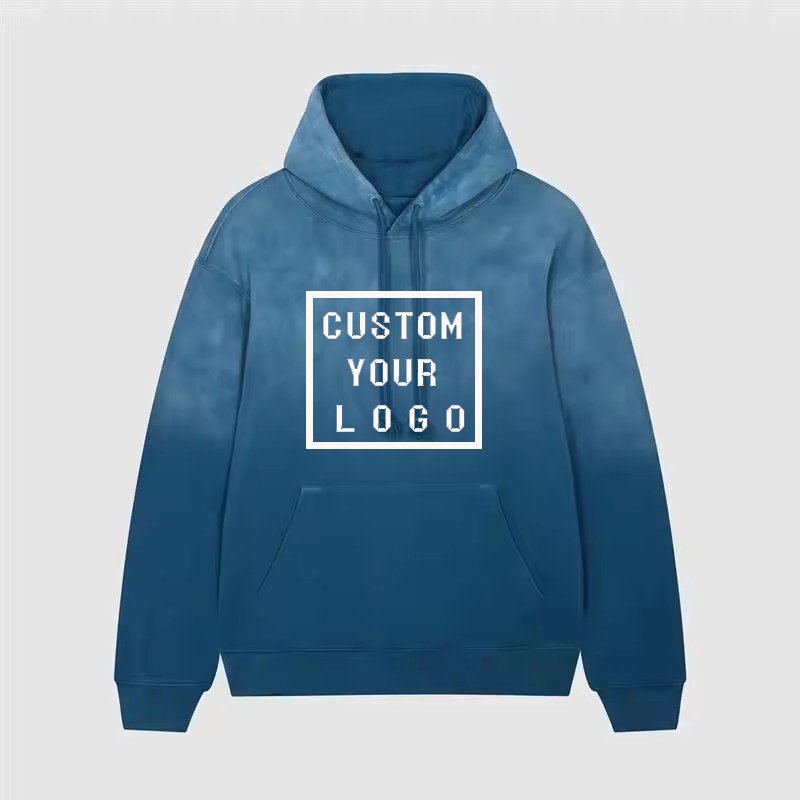 Wholesale Customize Washed Unisex French Terry Acid Wash Hoodie Tie Dye Gradient Heavyweight Vintage Washed Hoodies