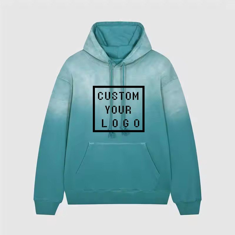 Wholesale Customize Washed Unisex French Terry Acid Wash Hoodie Tie Dye Gradient Heavyweight Vintage Washed Hoodies