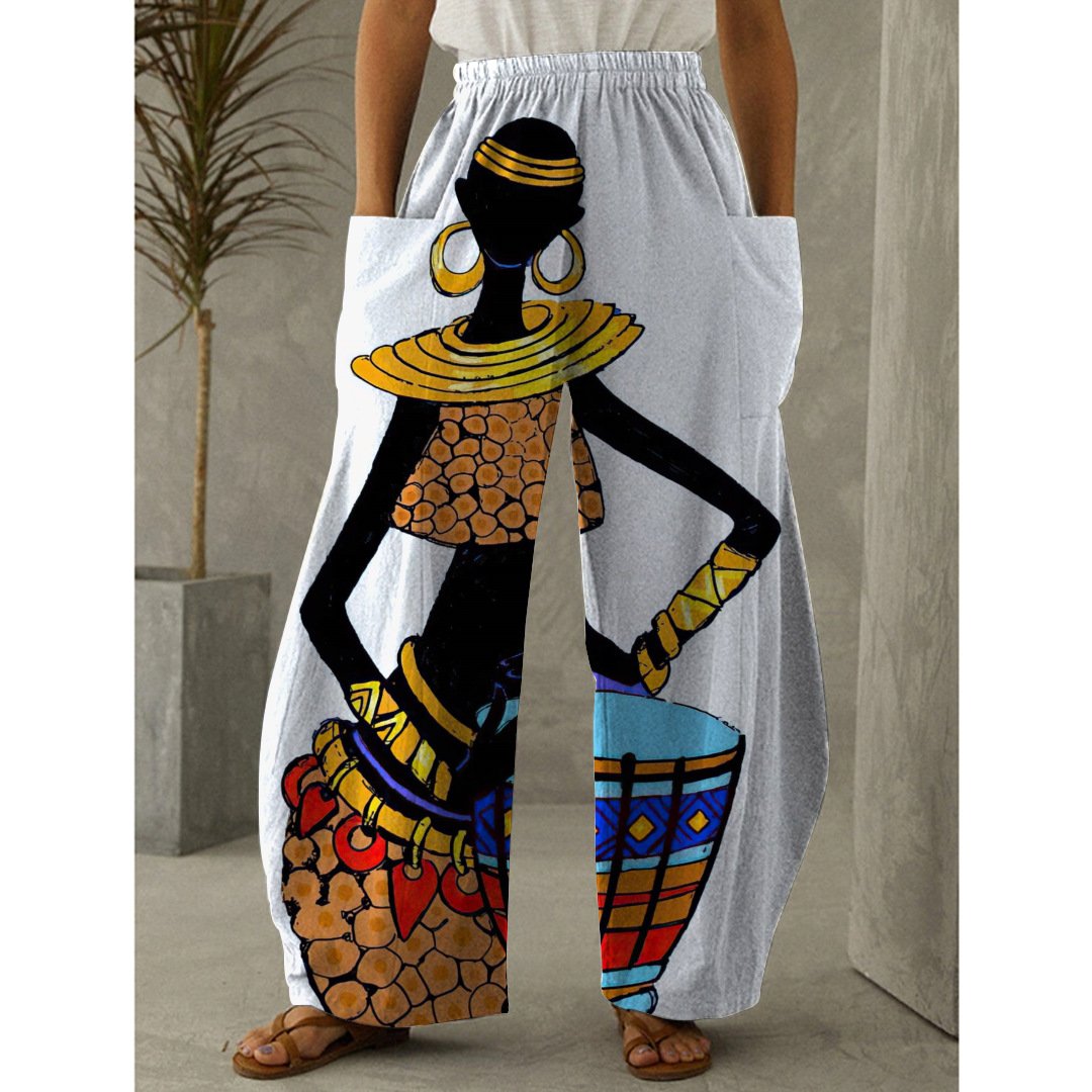 Fashion Graffiti 3D Print Woman Long Pants Trousers Baggy Pantalones Elastic Waist Retro Lantern Plus Size Women's Pants