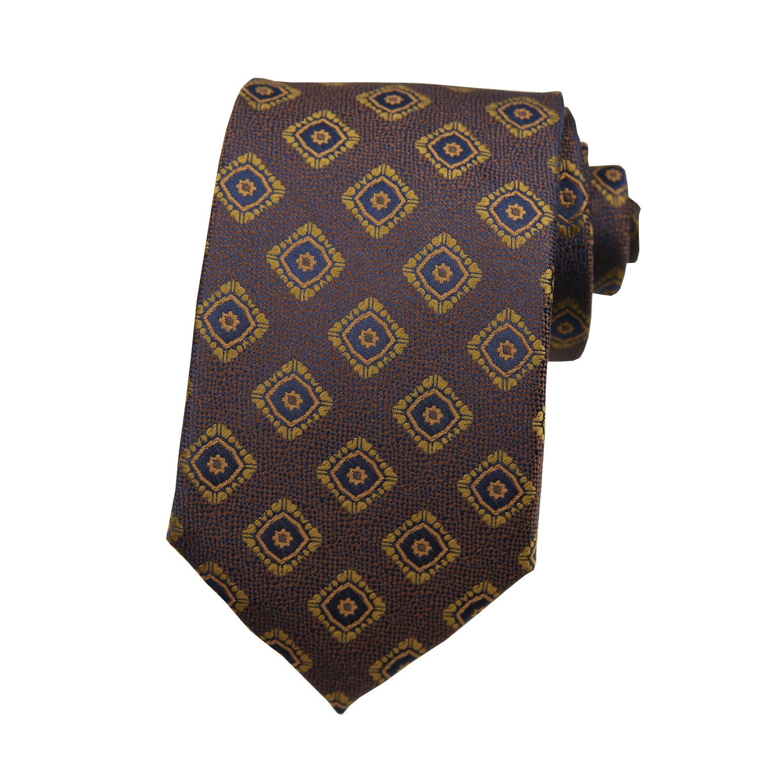 Wholesale Vintage Printed Silk Neck Tie Quality Man Korean Retro Coffee Milky White 100 Polyester Neck Tie