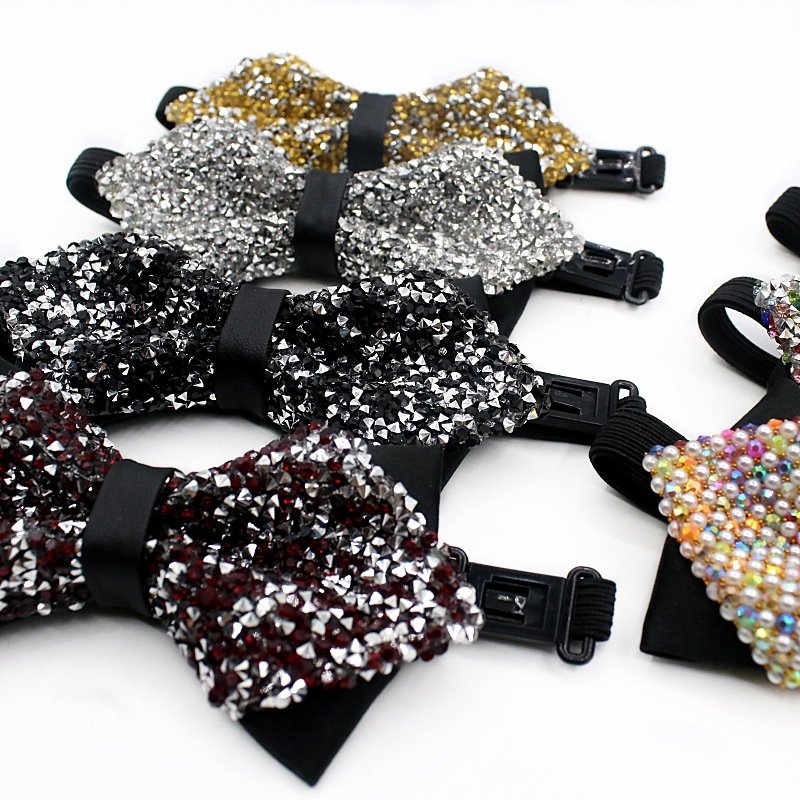 12 * 6CM Full Sky Star Water Diamond Wedding Groom Men's Bow Tie
