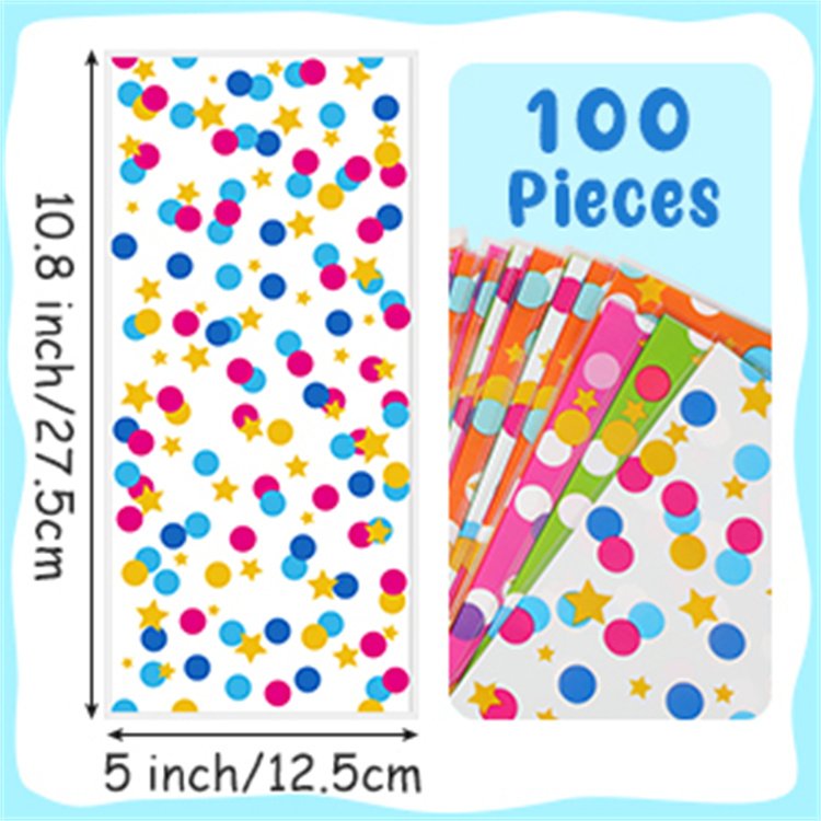 Wholesale Customized Plastic Mylar Sweet Gift Packaging Food Bags Foil Pouch Candy Bags with Twist Ties for Birthday Party
