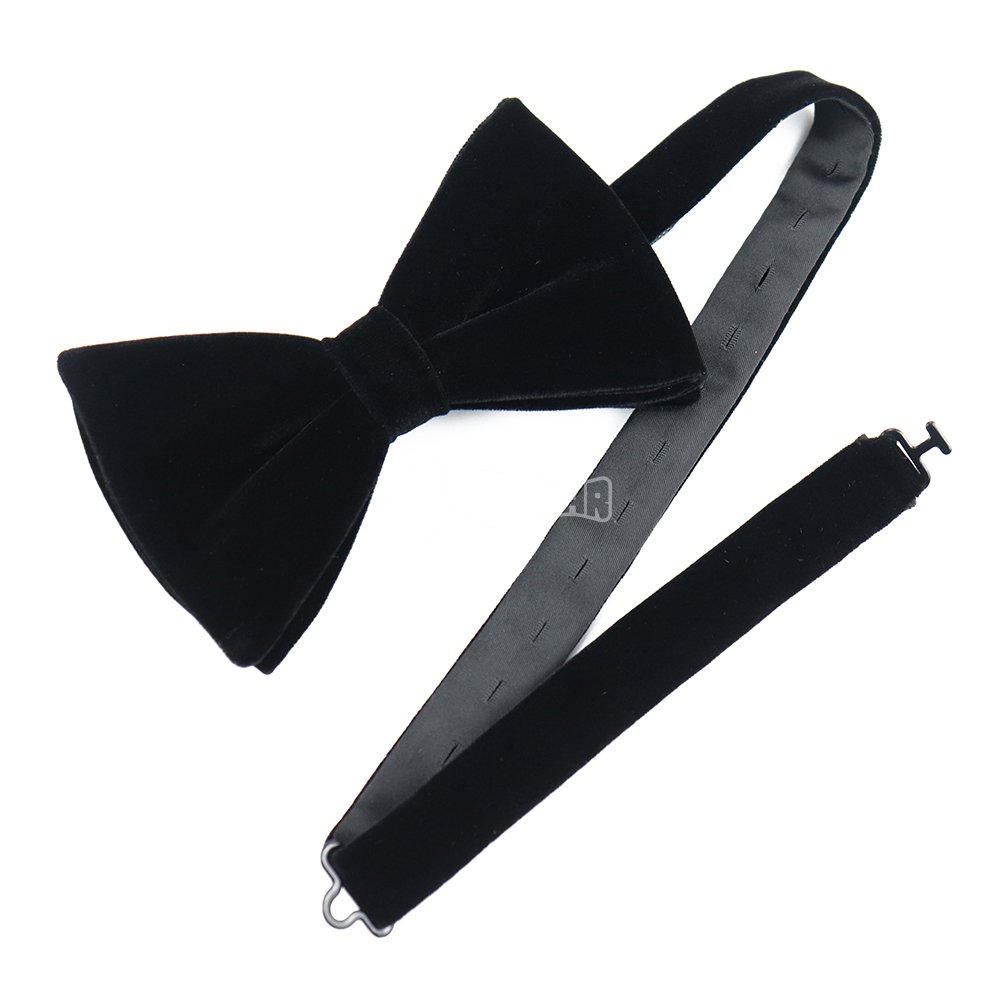 Pre Tied Polyester Black Self Bowtie Oversize Mens Butterfly Adjustable Ribbon Velvet Bow Ties