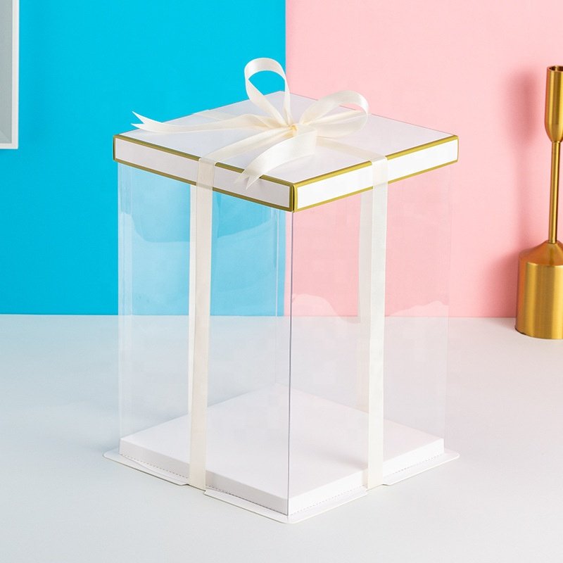 Plastic Box Birthday for Pop Guest Customizable Cake Box Transparent Custom Wholesale Luxury Clear Tall Wedding Food Candy PVC