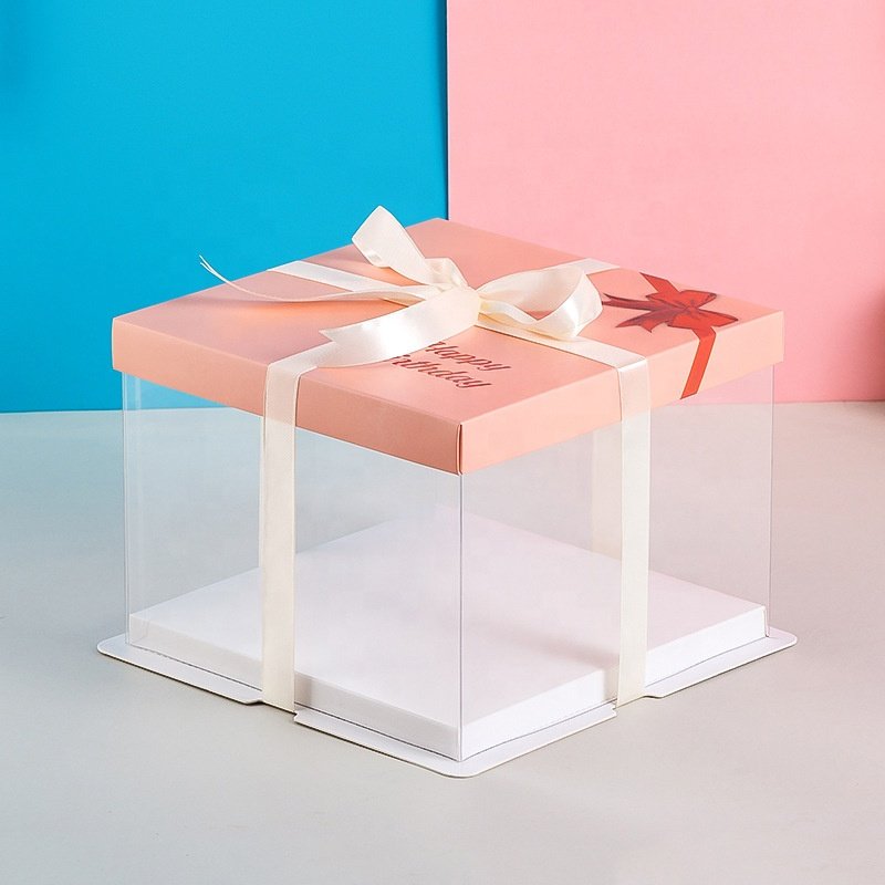 Plastic Box Birthday for Pop Guest Customizable Cake Box Transparent Custom Wholesale Luxury Clear Tall Wedding Food Candy PVC