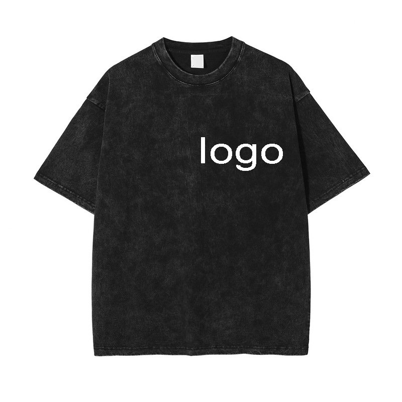Manufacturers custom graphic dtg tshirt cotton cropped men distressed streetwear oversized jersey boxy acid wash t shirt vintage